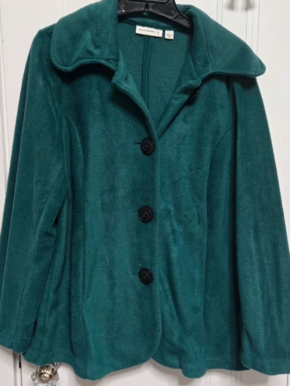 Susan Graver Teal Button-Front Pea Coat